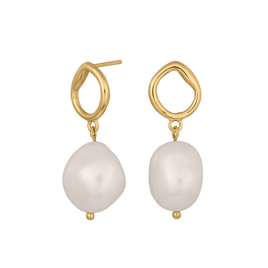 Nordahl Kewellery - Perleøreringe med hvide fwp. og 18kt forgyldt sølv