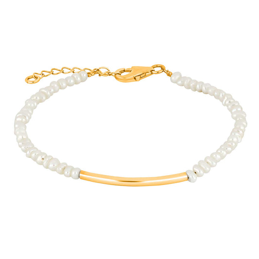 Nordahl Jewellery - Armbånd med fwp. og rør i forgyldt sølv