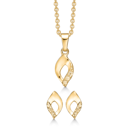 Smykkesæt i forgyldt sølv