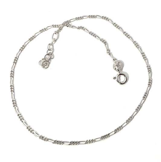 Ankelkæde - Sølv figaro