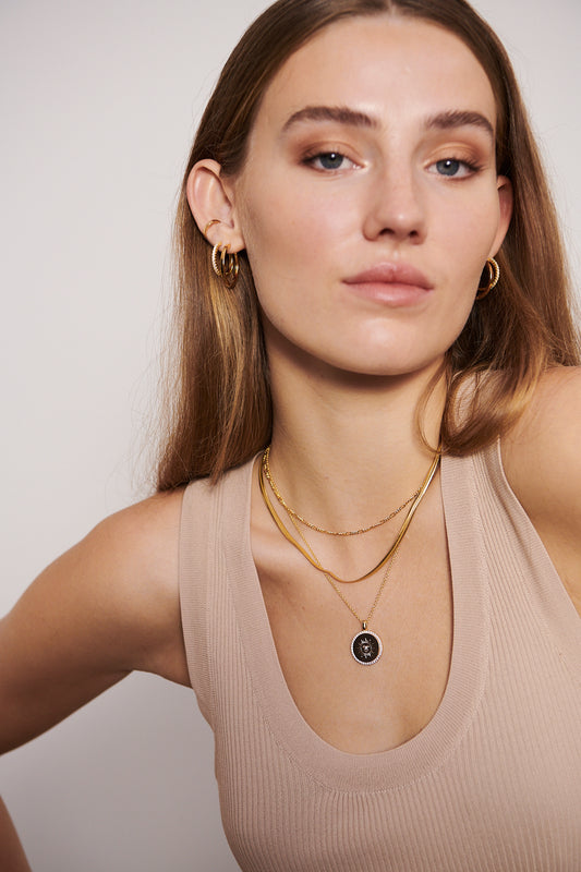 Figaro halskæde 18kt forgyldt