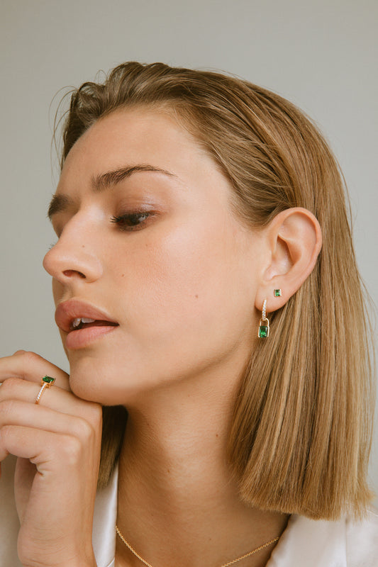 Sif Jakobs - Roccanova Piccolo ring med hvide og grøn cz i 18kt forgyldt sølv