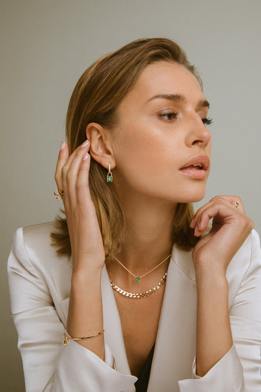 Sif Jakobs - Roccanova armring med en hvid zirkonia i 18kt forgyldt sølv