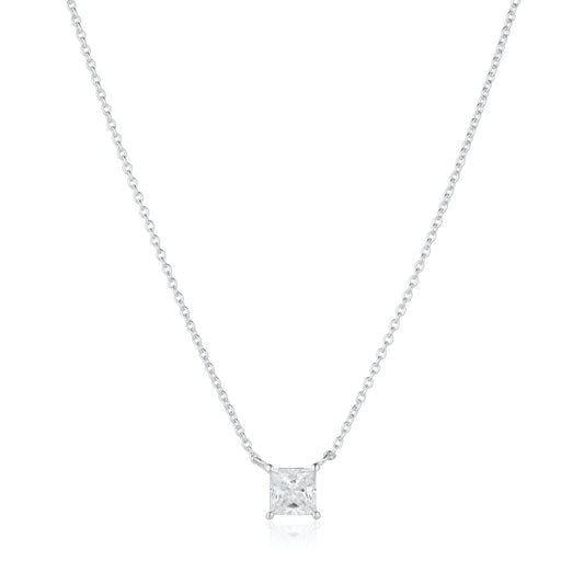 Sif Jakobs - Ellera Quadrato halskæde med en hvid zirkonia i sølv