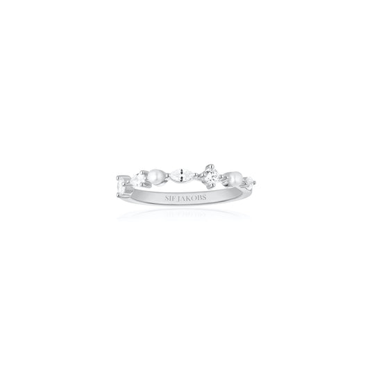 Adria Piccolo ring med perler og zirkonia i sølv