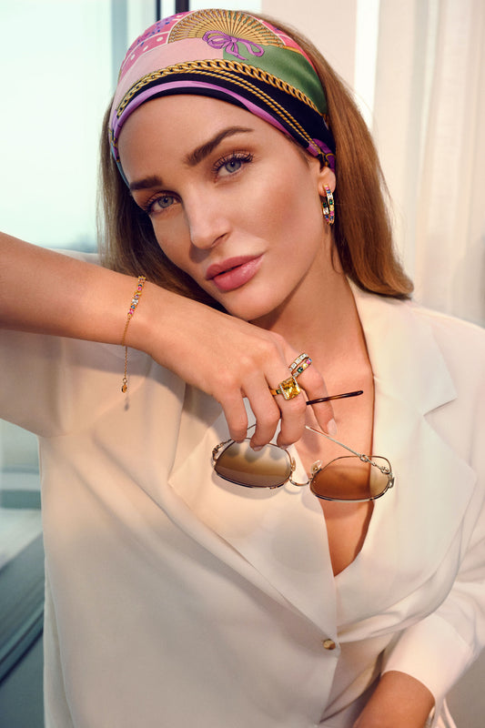 Sif Jakobs - Ivrea armbånd med multifarvede cz i 18kt forgylt sølv