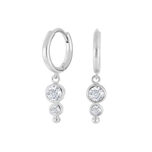 Creoler i sølv med zirkonia vedhæng