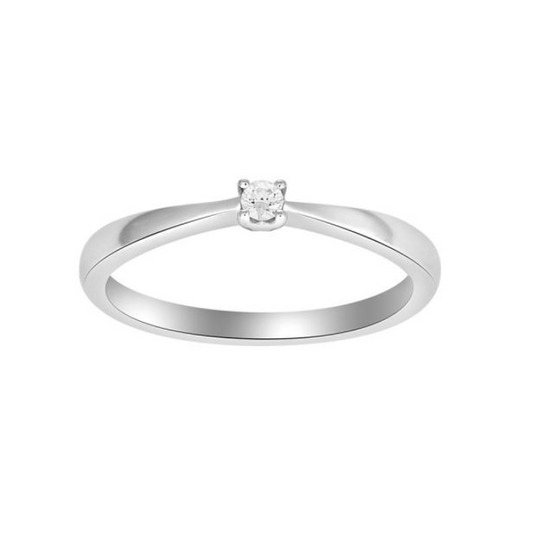 Siersbøl Heart - Diamantring solitaire 14kt hvidguld fra 0,05ct til 0,25ct w/si