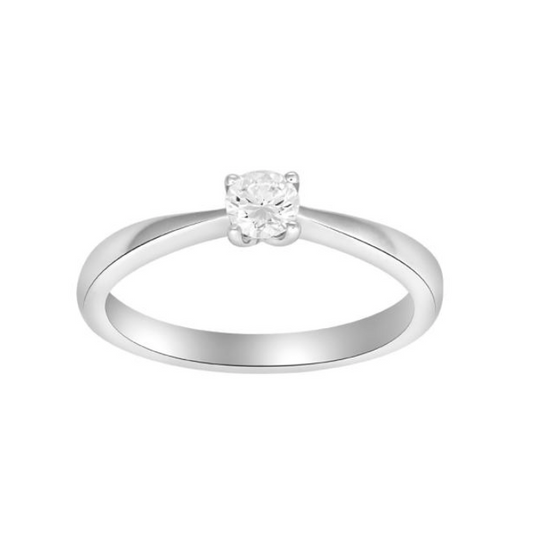 Siersbøl Heart - Diamantring solitaire 14kt hvidguld fra 0,05ct til 0,25ct w/si