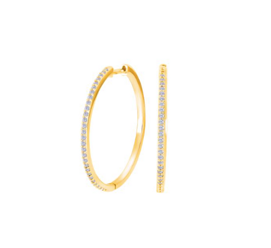 Joanli Nor - Creoler med hvide zirkonia 28mm forgyldt sølv