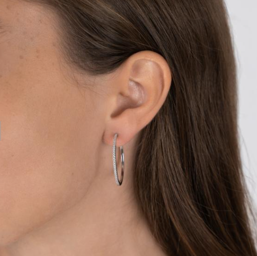 Joanli Nor - Creoler med hvide zirkonia 28mm sølv