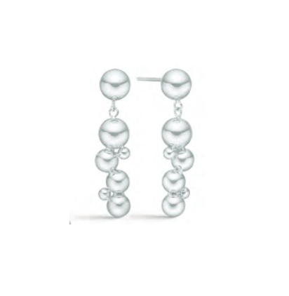 Randers Sølv - Kugleøreringe med kuglevedhæng i sølv