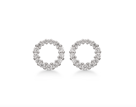 Støvring Design - Øreringe, åbne cirkler med hvide cz i sølv