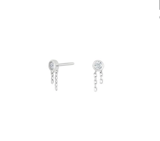 Joanli Nor - Lunanor ørestikker med cz. og små kæder i sølv