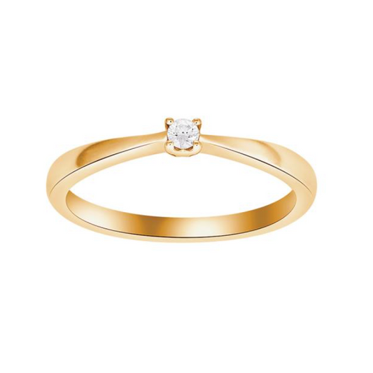 Siersbøl Heart - Diamantring solitaire i 14kt guld fra 0,05ct til 0,25ct w/si